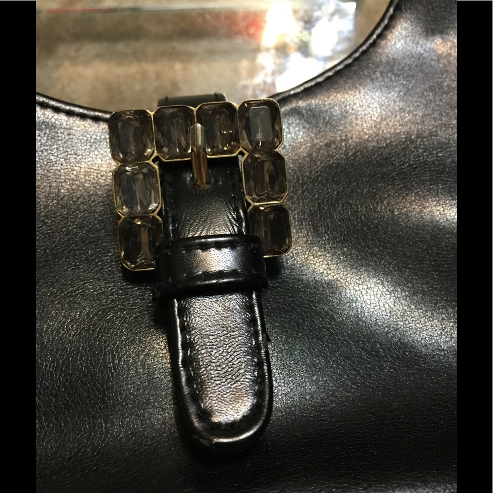 LIZ CLAIBORNE small black bag w/bling buckle - Picture 3 of 6
